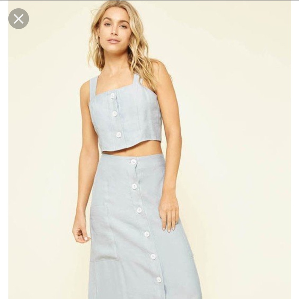 NWT Promesa Button Down Linen Crop Top